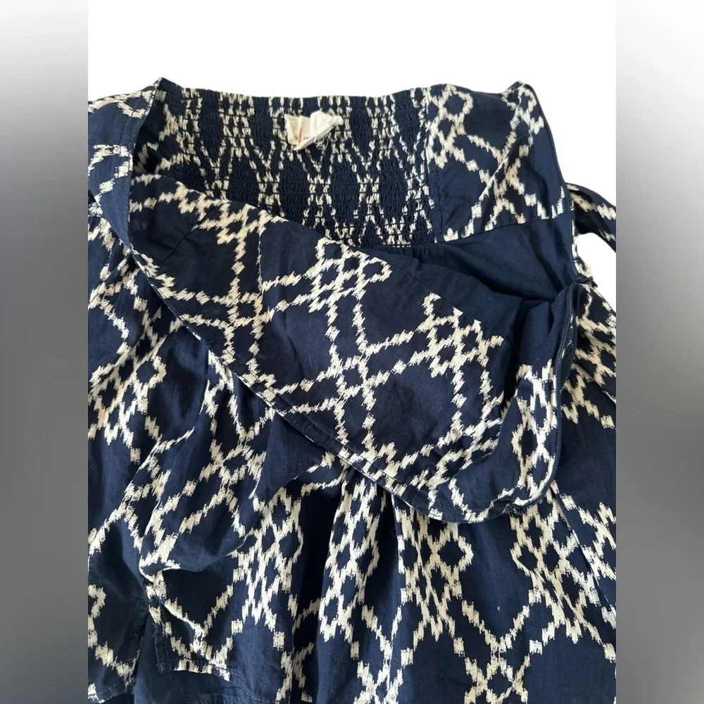 Anthropologie Navy Blue Rimbaud Tie-Waist Cotton Mini Skirt - Picture 6 of 11